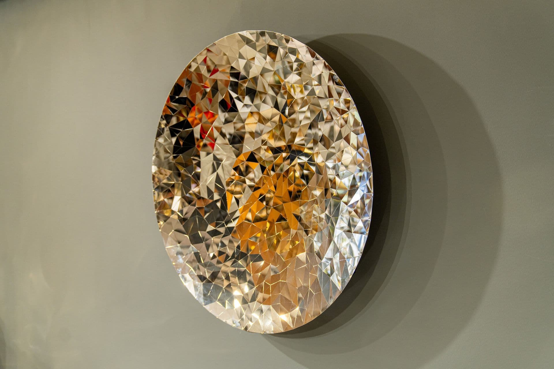 Miroir mural rond facetté effet cristal